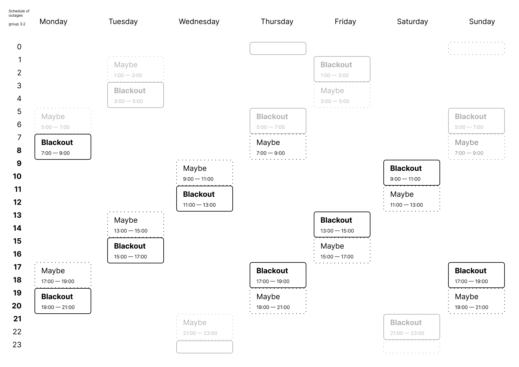Weekly Blackouts Schedule Design Template